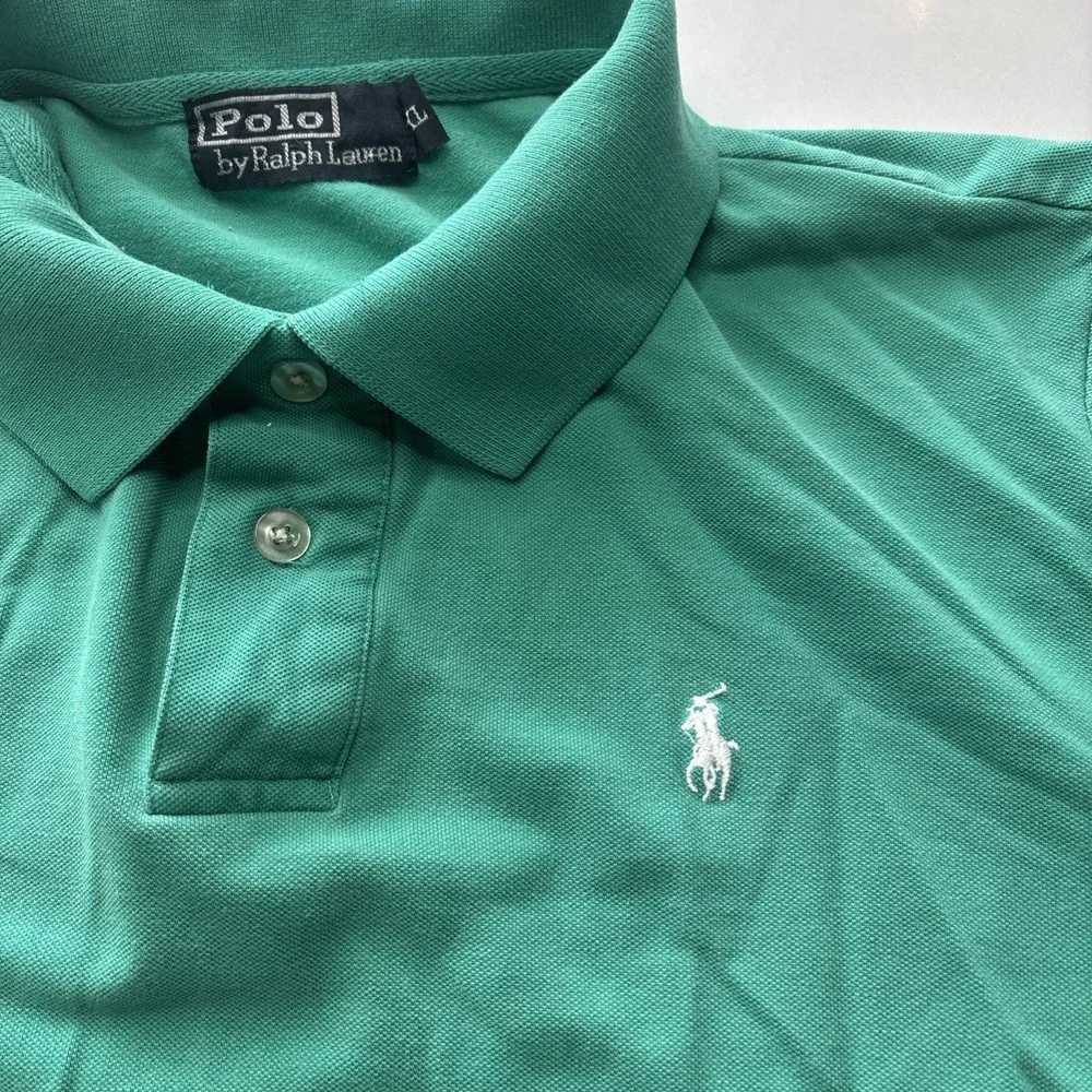 VINTAGE Polo Ralph Lauren Shirt Mens XL Teal 100% Cotton Jersey Fabric Pony *
